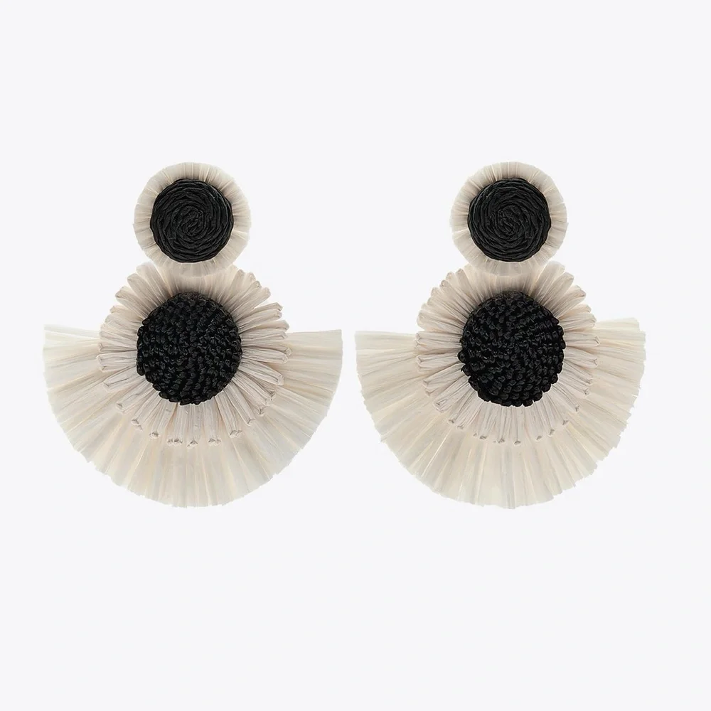 Zara Raffia Flower Earrings